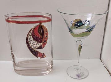 Paul Nagel - Vase (2) - Vase à fleurs et verre à pied de la, Antiquités & Art, Curiosités & Brocante