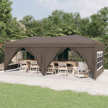vidaXL Partytent inklapbaar met zijwanden 3x6 m taupe, Verzenden