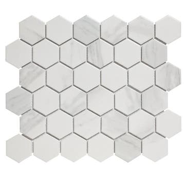 Wand Mozaïek Tegels Factory Hexagon Keramiek Carrara Wit..., Nieuw, Ophalen of Verzenden, 20 tot 40 cm, 10 m² of meer