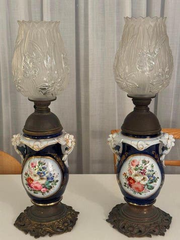 kosmos brenner - Petroleumlamp (2) - Porselein, Metaal
