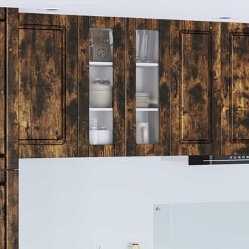 vidaXL Wandglas Kasten PORTO Rook Eiken 60 x 31 x 80 cm, Verzenden