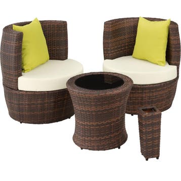 tectake Aluminium rotan zitgroep Nizza 2+1+1 - zwart/bruin, Verzenden, Nieuw