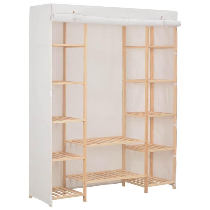 vidaXL Kledingkast 135x40x170 cm stof wit, Maison & Meubles, Armoires | Penderies & Garde-robes, Envoi