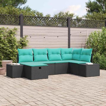 vidaXL Bankstel 7 st poly rattan, Verzenden