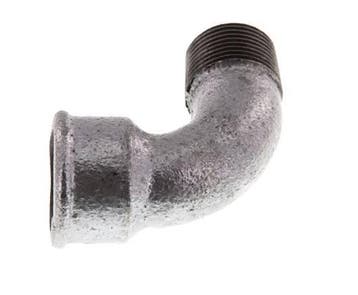 Raccord coudé 90deg 3/4 mâle R x femelle Rp court en fonte, Verzenden