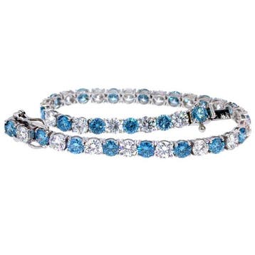 Armband - 14 karaat Witgoud - 11.34ct. tw. Blauw Diamant