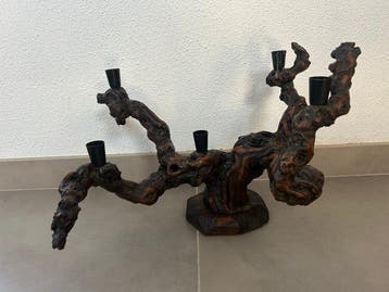 Kandelaar - Olive, Wortelnotenhout