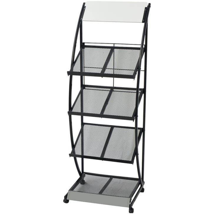 vidaXL Tijdschriftenrek zwart en wit 47x40x134 cm A4, Huis en Inrichting, Woonaccessoires | Krantenbakken en Lectuurbakken, Nieuw
