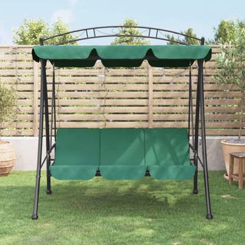 vidaXL Schommelbank met luifel 198 cm stof en staal groen, Tuin en Terras, Verzenden, Nieuw