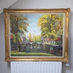 Marcel Van Loocke (1907–1990) - Stadsgezicht met zwanen