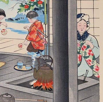 Hiyoshi Mamoru • Boeren Nieuwjaarsfeest • Japanse houtsnede