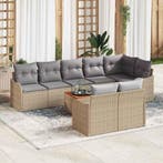 vidaXL Tuinbank Set met kussen 9 pcs Beige poly rattan, Tuin en Terras, Verzenden, Nieuw