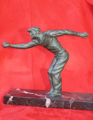 Beeldje, Pétanque Spieler - 19 cm - Marmer, Metaal
