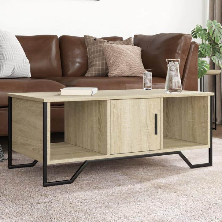 vidaXL Salontafel 100x51x40 cm bewerkt hout sonoma, Huis en Inrichting, Tafels | Salontafels, Nieuw, Verzenden