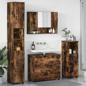 vidaXL Badkamermeubel Set 4 st Rook Eiken 35 x 30 x 192 cm, Verzenden, Nieuw