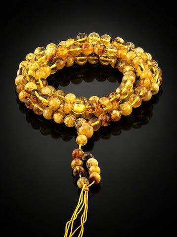 Luxe Baltische Amber Yapa Mala-halsketting – Honing- en