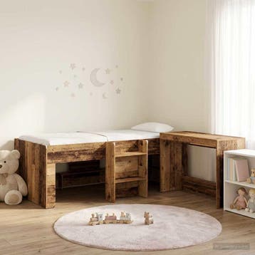 vidaXL Bedframe met Bureau 2 st Oud hout Bewerkt hout, Verzenden, Nieuw
