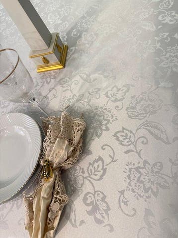 san leucio - Luxe damast tafelkleed van zijde met wit