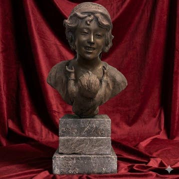 Antonio Merente - Buste, L’Abbraccio materno - 30 cm -, Antiquités & Art, Antiquités | Céramique & Poterie