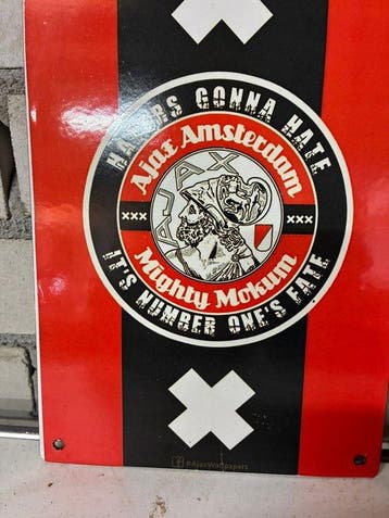 Ajax Amsterdam “Mighty Mokum” metal wall sign - Emaille bord