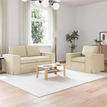 vidaXL bank / zetelstel 2 st Crème Stof, Huis en Inrichting, Zetels | Zetels, Verzenden, Nieuw