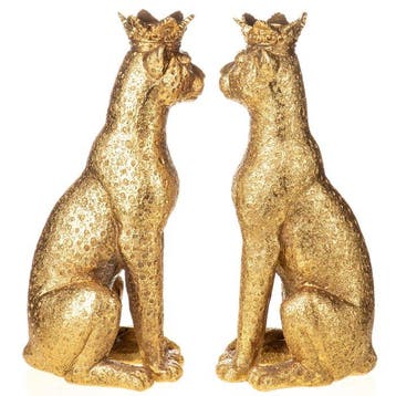 Figuur - Couple of crowned leopards (2) - Hars