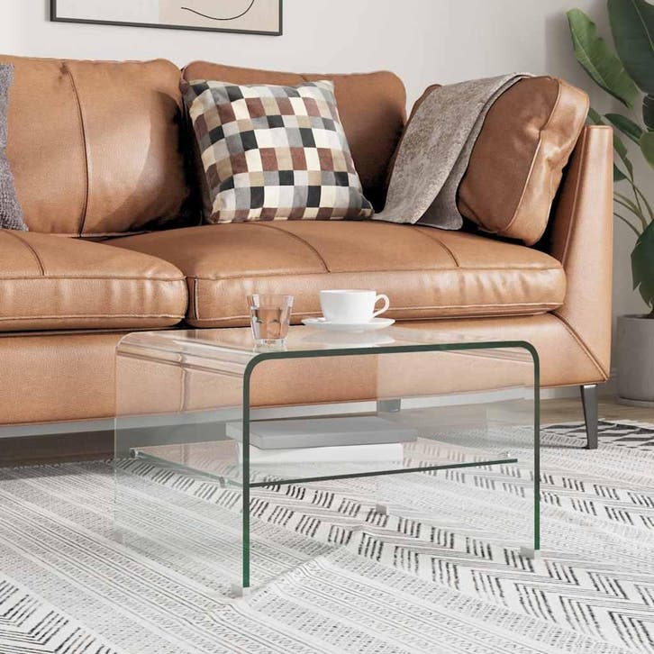 vidaXL Salontafel 50x45x33 cm gehard glas transparant, Maison & Meubles, Tables | Tables de salon, Envoi