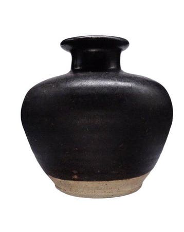 Oud-Chinees - Keramische vaas met zwarte glazuur -