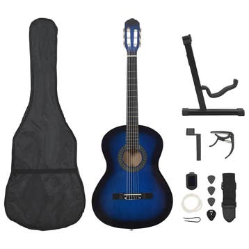 vidaXL 12-delige Gitaarset klassiek beginner 4/4 39 blauw, Verzenden, Nieuw