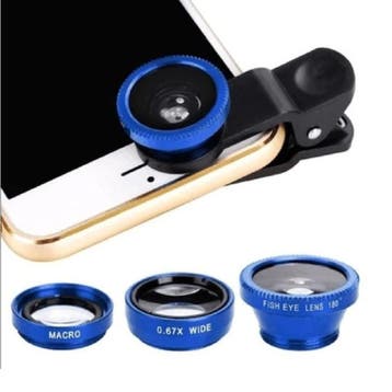 3 in 1 Universele Camera Lens Clip voor Smartphones Blauw -, Verzenden, Nieuw