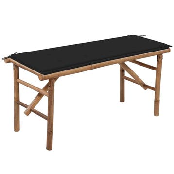 vidaXL Tuinbank inklapbaar met kussen 118 cm bamboe, Verzenden, Nieuw