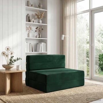 vidaXL Vouwsofa Bed Donkergroen 190 x 100 x 15 cm Fluweel, Huis en Inrichting, Zetels | Zetels, Verzenden, Nieuw