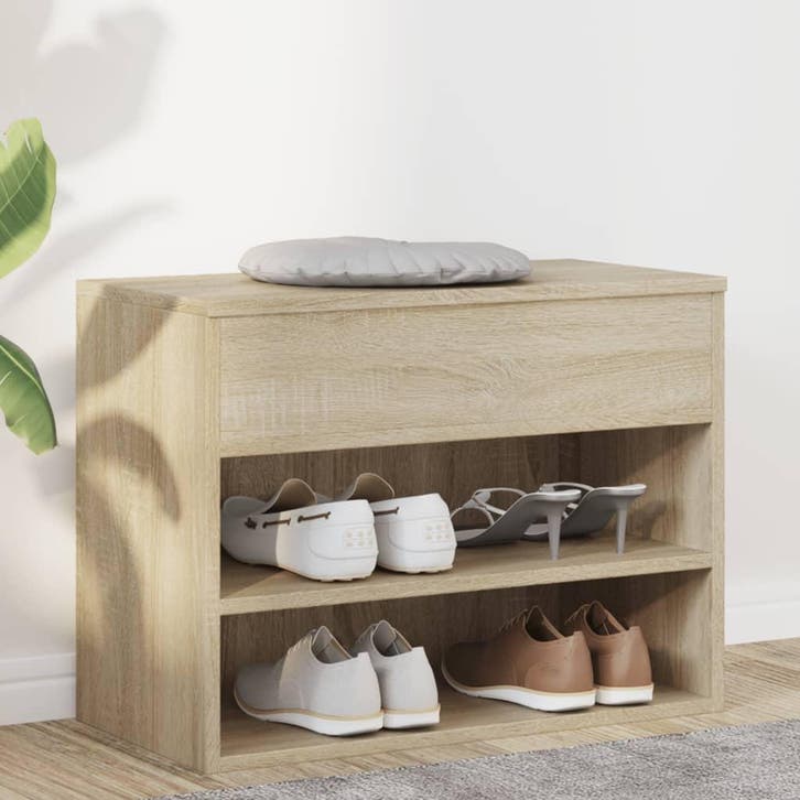 vidaXL Schoenenbank 60x30x45 cm bewerkt hout sonoma, Huis en Inrichting, Kasten | Schoenenkasten, Nieuw, Verzenden