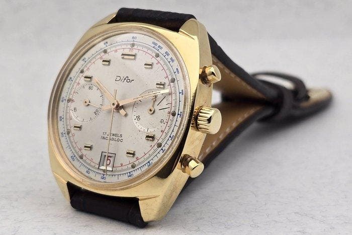 Chronographe Suisse - Difor - Cal. Valjoux 7734 -, Handtassen en Accessoires, Horloges | Heren
