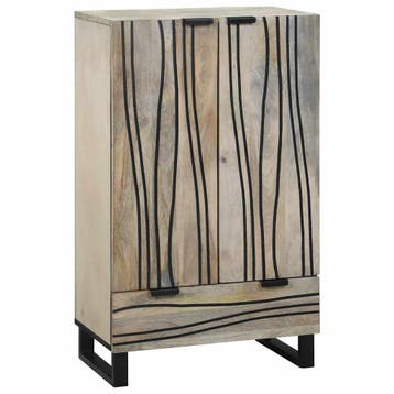 vidaXL Walnoot Highboard Wit en Zwart 60 x 33 x 100 cm, Verzenden, Nieuw