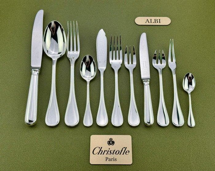 Christofle - Tafelservies voor 12 (126) - Albi - Verzilverd, Antiquités & Art, Antiquités | Meubles | Tables