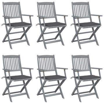 vidaXL Inklapbare stoelen 6 st met kussens massief, Verzenden, Nieuw