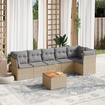 vidaXL Patio Sofa Set 6-zits Beige mix en grijs, Verzenden, Nieuw