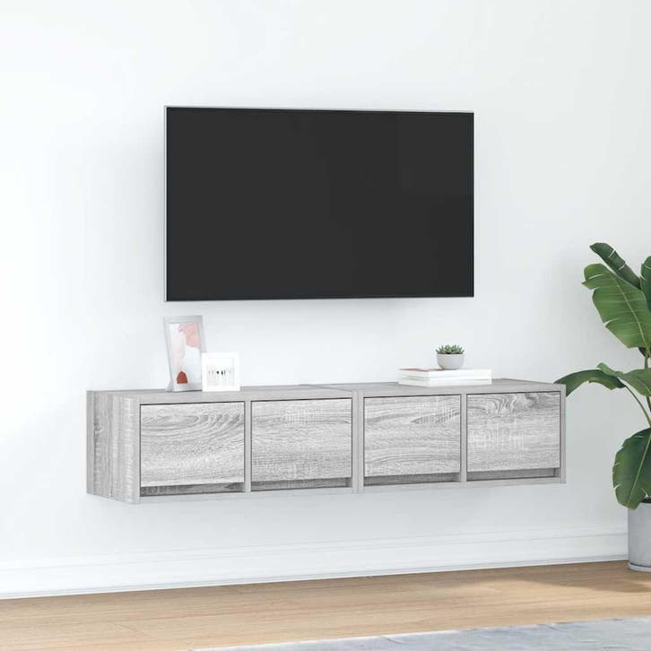 vidaXL Tv-meubelen 2 st 60x31x25,5 cm bewerkt hout grijs, Huis en Inrichting, Kasten |Televisiemeubels, Nieuw, Verzenden