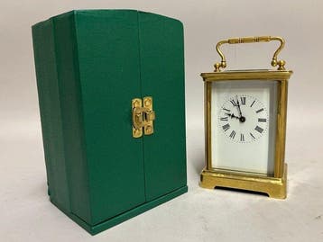 Reisklok - Messing carriage klok in foedraal - 1850-1900, Antiek en Kunst