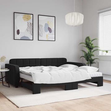 vidaXL Slaapbank onderschuifbed en matrassen 90x200 cm, Verzenden