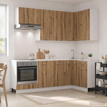 vidaXL Keukenblok LYON 8 pcs Artisanaal eiken Bewerkt hout, Verzenden, Nieuw