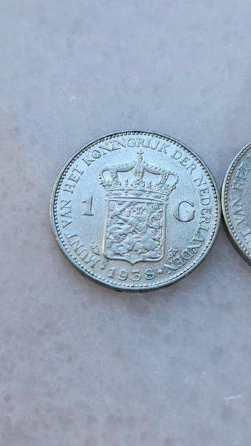 Nederland. Wilhelmina. 1 Gulden 1939/1938 (Zonder, Postzegels en Munten