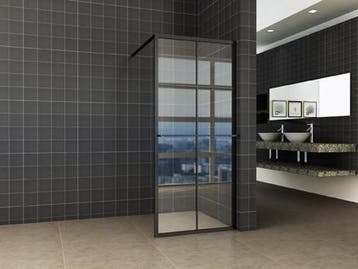 inl.douche zwart raster+handdoekhouder 1200x2000 10mm NANO, Ophalen of Verzenden, Nieuw