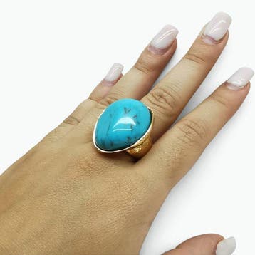 Turquoise - Brons - Ring - Italiaans handwerk