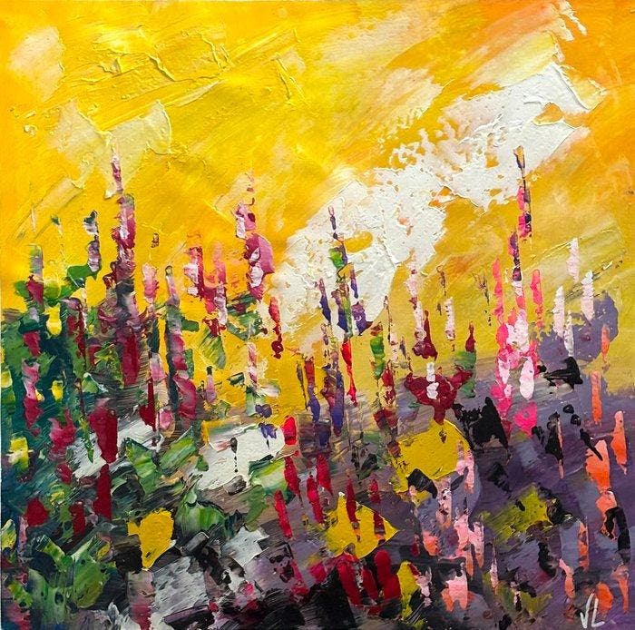 Victoria Lemée - Prairie Huile sur Toile XL, Antiquités & Art, Art | Objets design