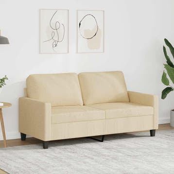 vidaXL Tweezitsbank / zetel 140 cm stof crèmekleurig, Verzenden