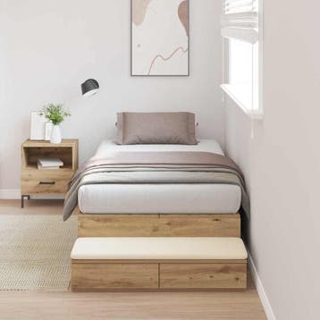 vidaXL Opbergbedframe met lade Artisan Eiken 100 cm Bewerkt, Verzenden, Nieuw