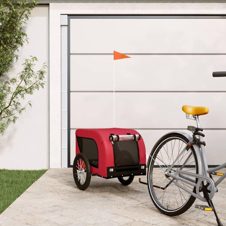 vidaXL Hondenfietstrailer oxford stof en ijzer rood en zwart, Animaux & Accessoires, Autres accessoires pour animaux, Envoi