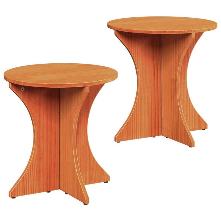 vidaXL Salontafel 2 pcs Wasbruin Massief grenenhout, Huis en Inrichting, Tafels | Salontafels, Nieuw, Verzenden